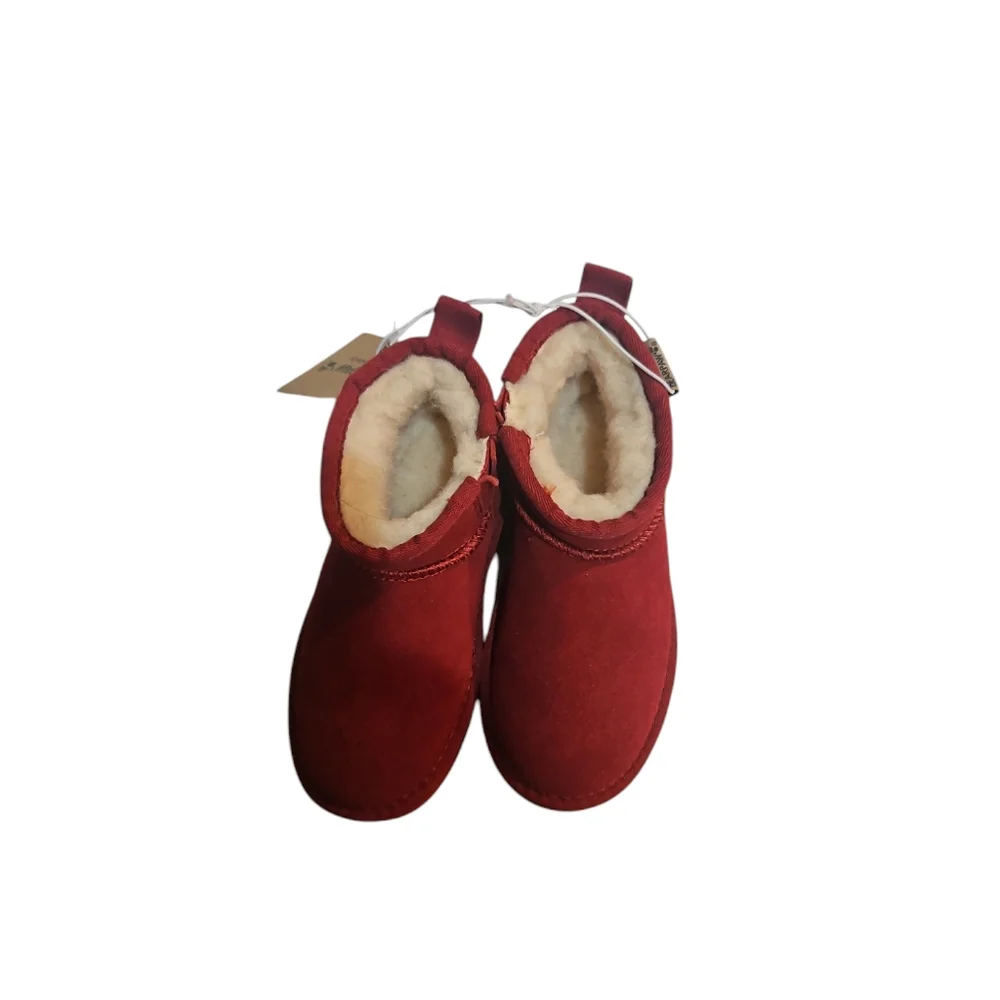 Bearpaw Shalini Youth Retro Sueded Sheep 🐑 Wool lined Red Short Ankle Boot S 12 - Picture 5 of 12